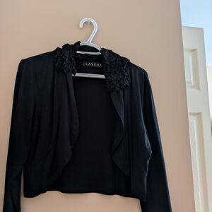 Black Women's Blazer with Floral Accents